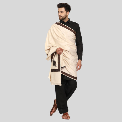 Men's Kashmiri Embroidered Wool Shawl